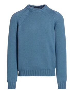 Saks Fifth Avenue Collection Cable Arm Stitch Crewneck Wool NWT Size Large Blue